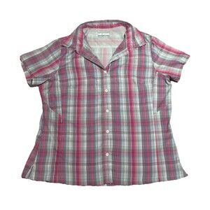 Columbia Womens Shirt XL Pink Plaid Vented Omni-Wick Short Sleeve MSRP $50 NWOT